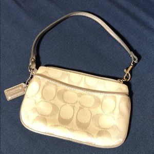 Coach white wristlet